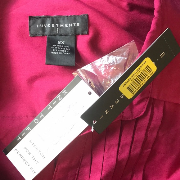 Investments II Pintuck Button Down Shirt - 2X - Picture 6 of 8